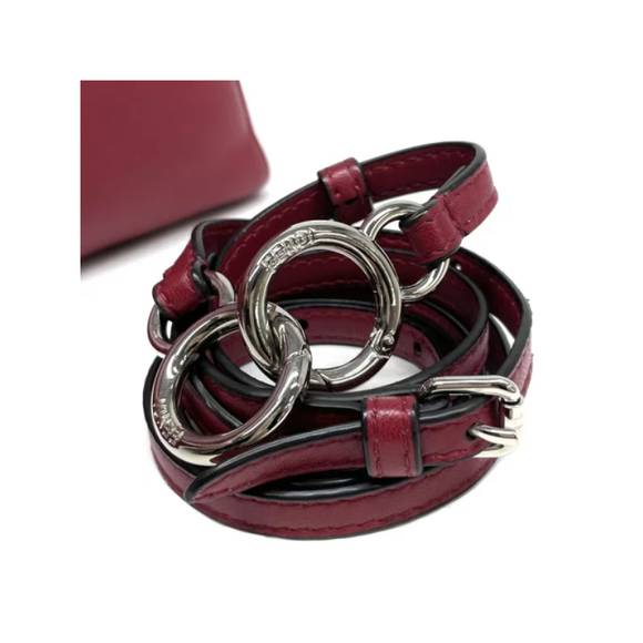 FENDI Peekaboo Small Nappa Leather Python Shoulder Bag Red - Picture 6 of 6